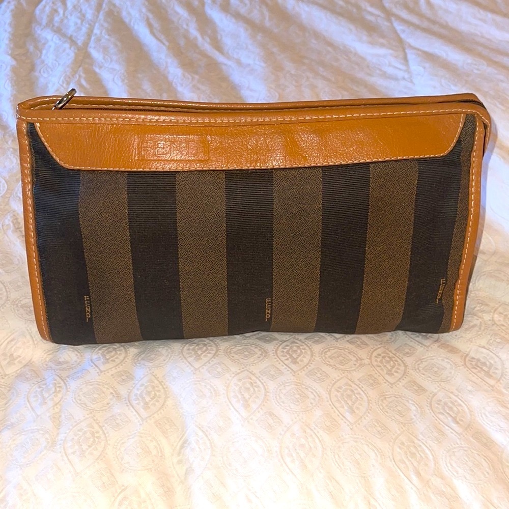 Vintage Fendi Authentic Pequin Boston leather designer Clutch & travel handbag - Picture 6 of 7